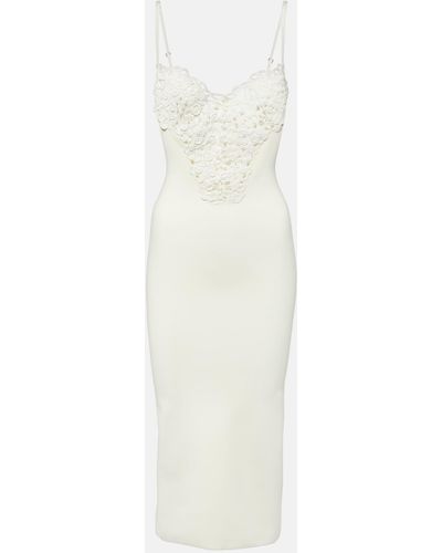 Galvan London Sculpted Spiral Midi Dress - White