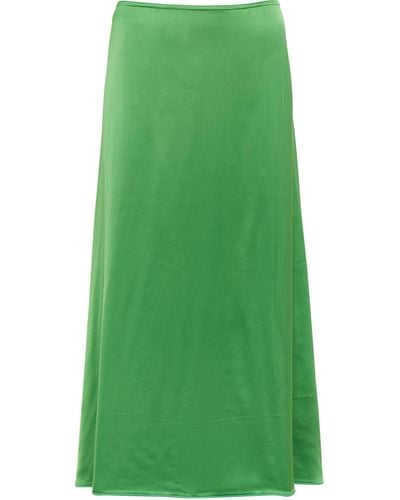 Victoria Beckham Satin Midi Skirt - Green