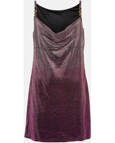 Versace Crystal-embellished Minidress - Purple