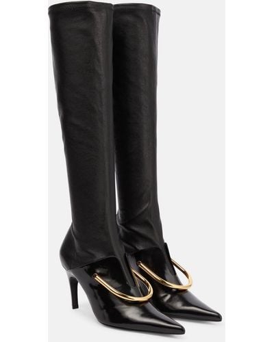 Jil Sander Embellished Leather Knee-high Boots - Black