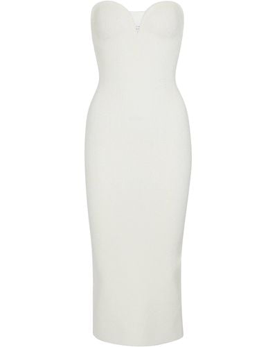 Galvan London Thalia Strapless Midi Dress - White