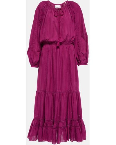 Isabel Marant Latifa Cotton And Linen-blend Midi Dress - Purple
