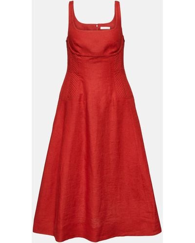 Chloé Linen Midi Dress - Red
