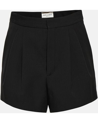 Saint Laurent Virgin Wool High-rise Shorts - Black