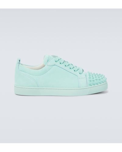 Christian Louboutin Louis Junior Spikes Leather Sneakers - Blue