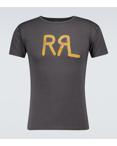 RRL Logo T-Shirt aus Baumwolle - Grau