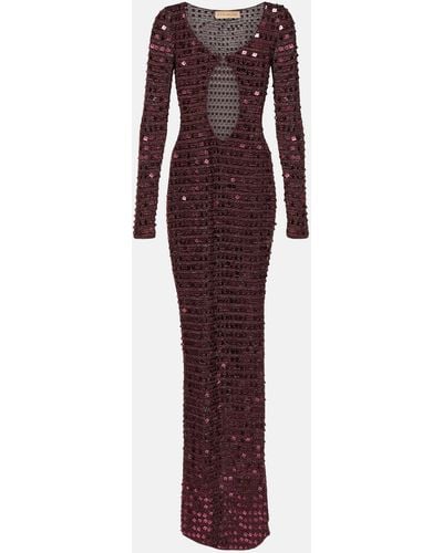 AYA MUSE Chyha Embellished Cutout Maxi Dress - Purple