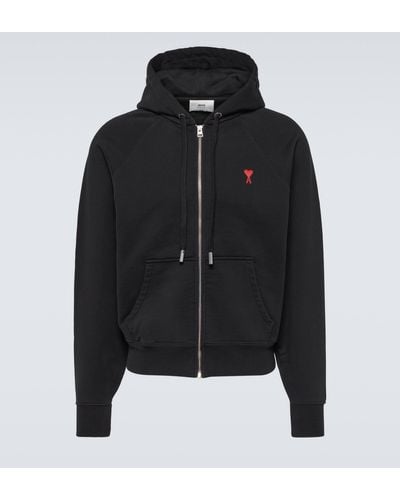 Ami Paris Ami De Caur Zipped Hoodie - Black