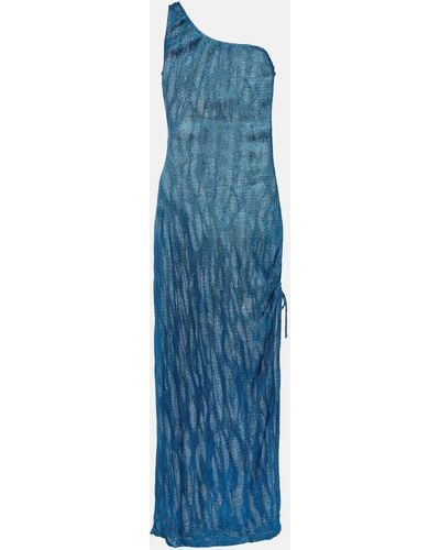 Missoni Jacquard One-shoulder Midi Dress - Blue