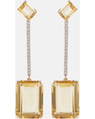 Mateo 14kt Gold Earrings With Yellow Citrine And Diamonds - Metallic