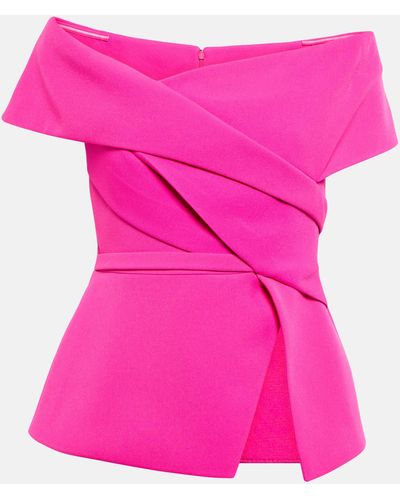 Safiyaa Eimear Off-shoulder Crepe Top - Pink