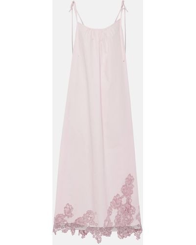 Acne Studios Lace-trimmed Cotton Midi Dress - Pink