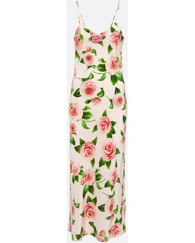 Rodarte Floral Silk Slip Dress - Metallic