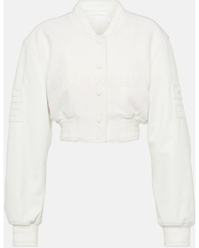 Givenchy Wool And Leather Cropped Bomber Jacket - White