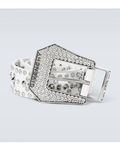 Givenchy Studded Crystal-embellished Leather Belt - Metallic