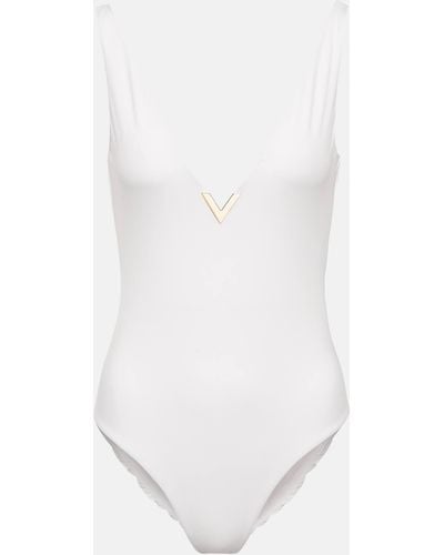 Valentino Logo Swimsuit - White
