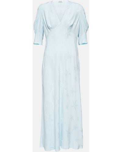 RIXO London Zadie Jacquard Crepe Midi Dress - Blue