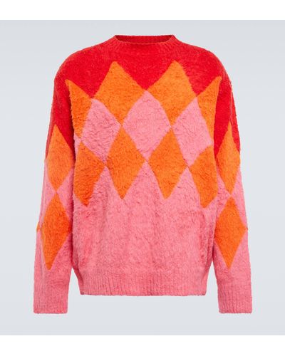 Sacai Jacquard Cotton Sweater - Pink