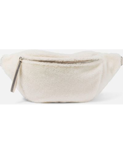 Brunello Cucinelli Medium Shearling Belt Bag - Natural