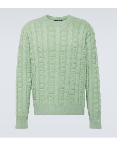 Acne Studios Cable-knit Wool-blend Sweater - Green