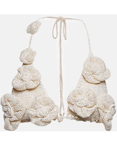 Magda Butrym Floral Crochet Bra Top - Natural