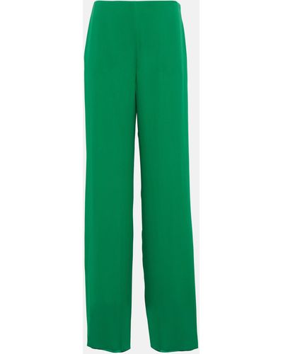 Valentino High-rise Wide-leg Silk Pants - Green