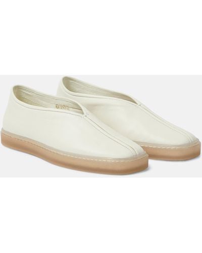 Lemaire Piped Leather Loafers - White
