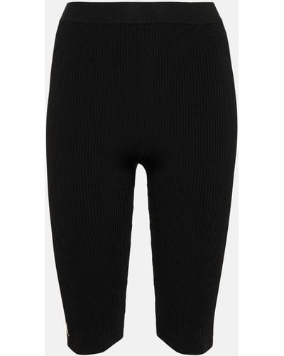 Saint Laurent Ribbed-knit Biker Shorts - Black