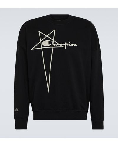 Rick Owens X Champion® Embroidered Cotton Sweatshirt - Black