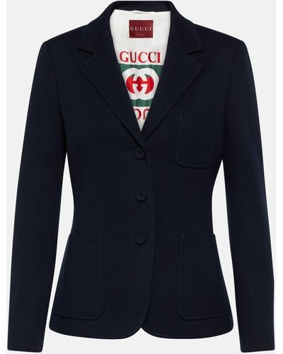 Gucci Cotton Jersey Blazer - Blue