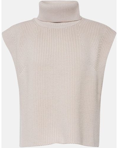 Isabel Marant Megan Turtleneck Wool Sweater Vest - White