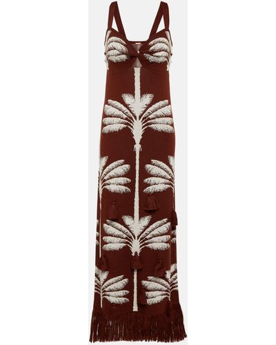 Johanna Ortiz Nativa Under The Tropics Embellished Jacquard Midi-dress - Brown