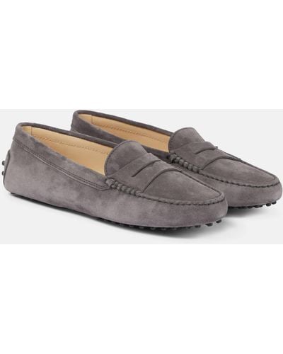 Tod's Gommino Suede Driving Shoes - Grey