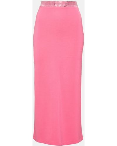 David Koma Crystal-embellished Midi Skirt - Pink