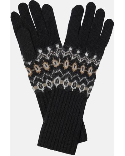 Khaite Vail Intarsia Cashmere-blend Gloves - Black