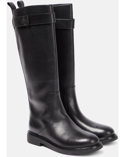 Tory Burch Double T Leather Knee-high Boots - Black