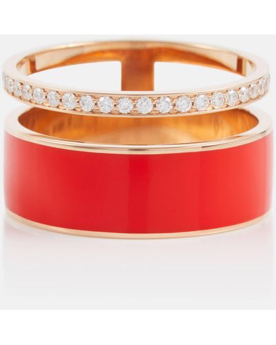 Repossi Berbere Chromatic Rose Gold Ring With Diamonds - Red