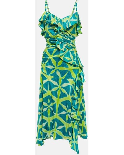 Ulla Johnson Zoya Printed Silk Midi Dress - Green