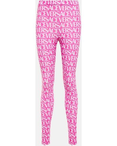 Versace Logo Printed leggings - Pink