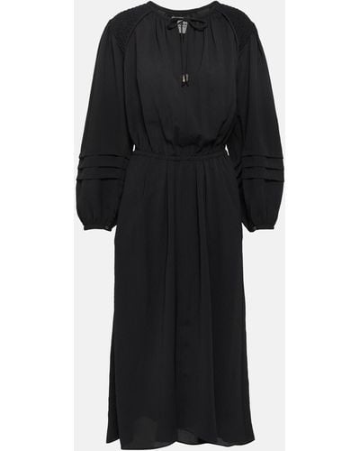 Isabel Marant Lydie Ruched Crepe Midi Dress - Black