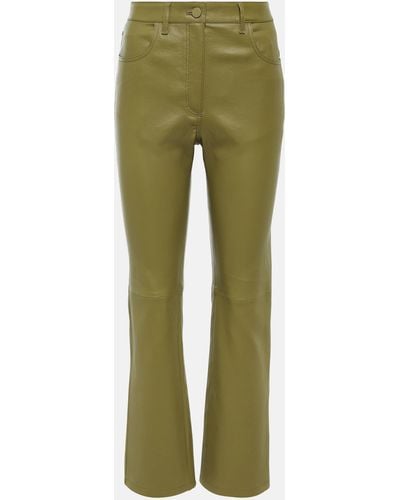 JOSEPH Stretch Duke Leather Straight Pants - Green