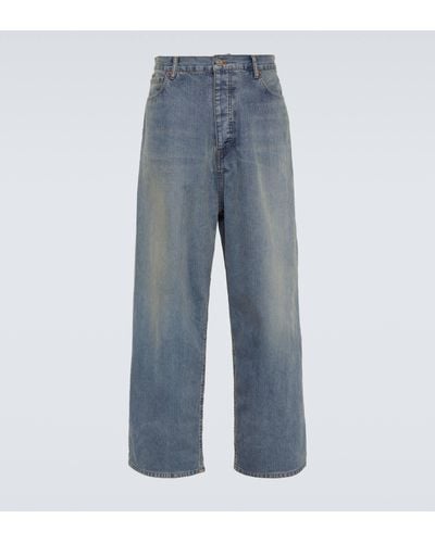 Balenciaga Waterproof Wide-leg Jeans - Blue