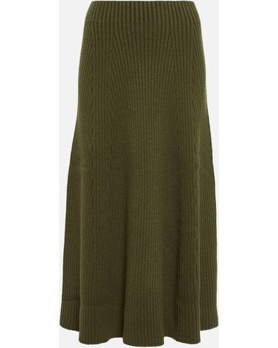 Chloé Ribbed Wool Maxi Skirt - Green