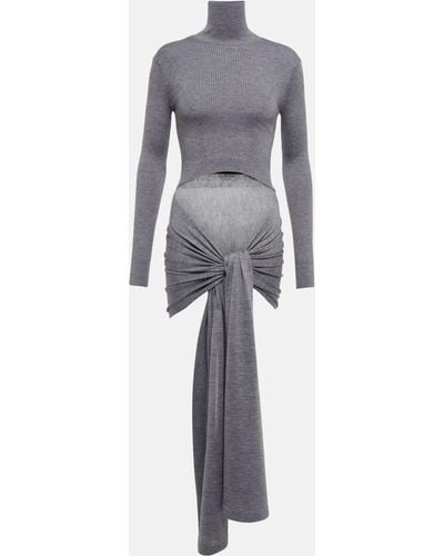 Alaïa Tie-front Cashmere And Silk Turtleneck Sweater - Grey