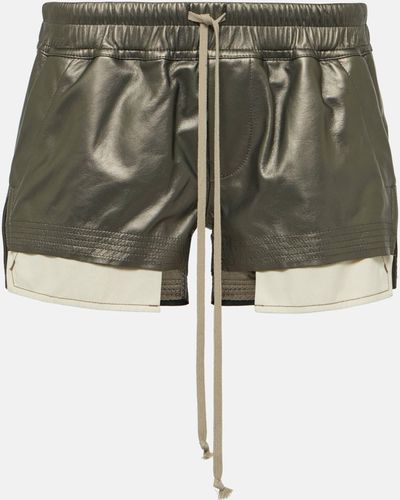 Rick Owens Metallic Leather Shorts - Green