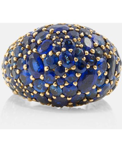 Octavia Elizabeth Azzurra Dome 18kt Gold Ring With Sapphires - Blue