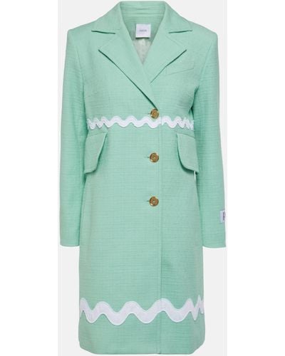 Patou Single-breasted Cotton-blend Tweed Coat - Green