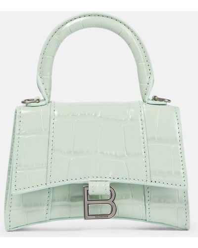 Balenciaga Hourglass Mini Leather Crossbody Bag - Green