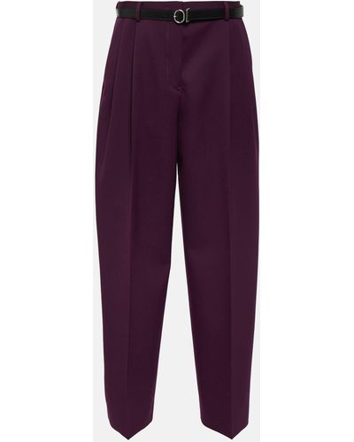 Jil Sander High-rise Wool Straight Pants - Purple