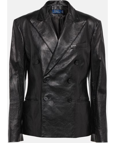 Polo Ralph Lauren Double-breasted Leather Jacket - Black
